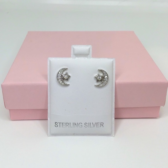 Sterling Silver Moon & Star Earrings - Picture 9 of 14